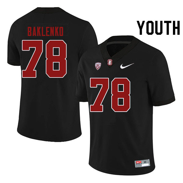 Youth #78 Luke Baklenko Stanford Cardinal College Football Jerseys Stitched Sale-Black
